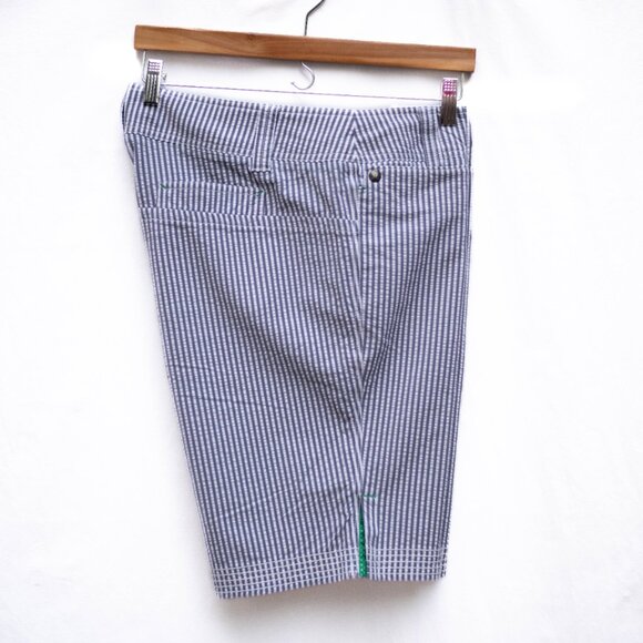 Vtg Y2k Lululemon Seersucker Beach Shorts Womens 36W Golf Bermudas Gray/White - Picture 13 of 14